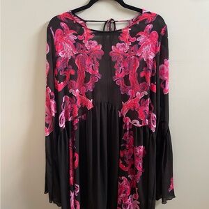 Elegant Black and Pink Floral Dress